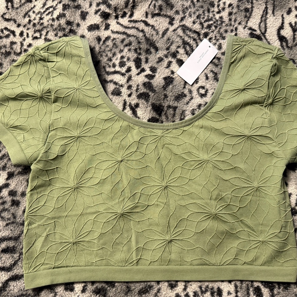 American Eagle Outfitters Green Fitted Crop Top